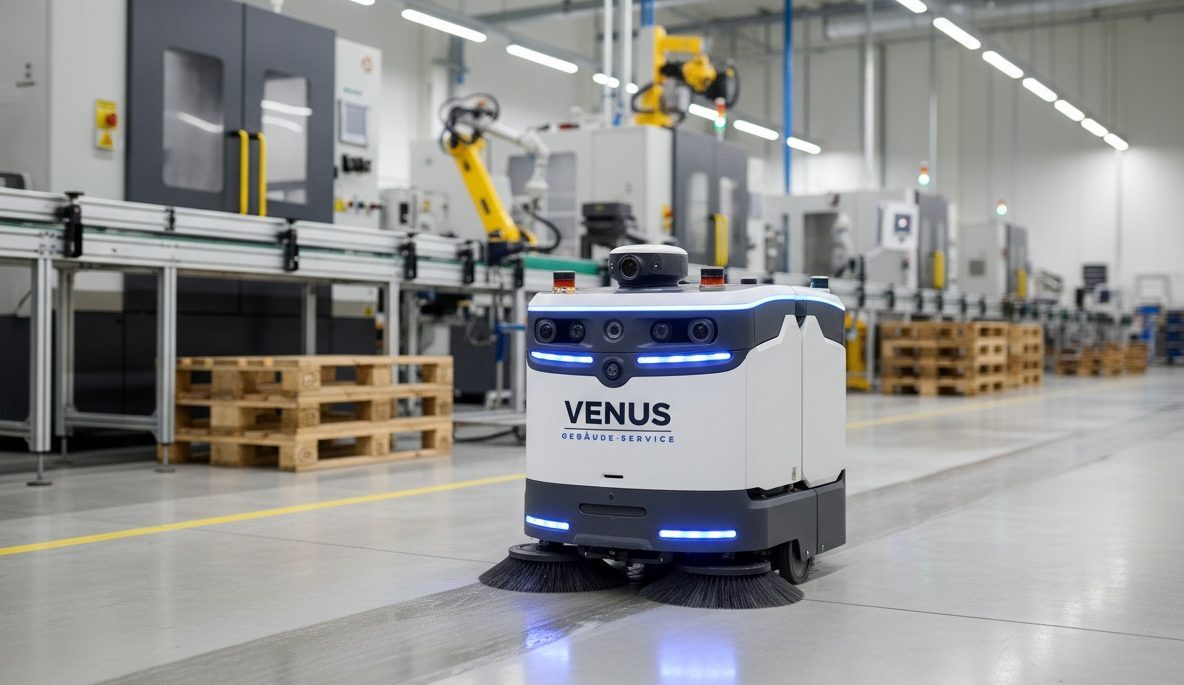 Robotik 1 Roboter reinigt Fabrikboden